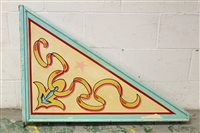 Lot 3776 - Fairground Art - a painted wooden triangular...