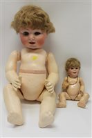 Lot 2767 - Dolls - German bisque head, blue sleeping eyes,...