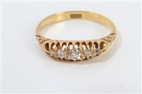 Lot 3319 - Late Victorian gold (18ct) diamond five stone...