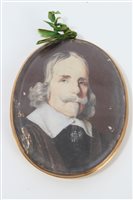 Lot 3320 - Antique watercolour portrait miniature of a...