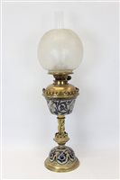 Lot 3513 - Victorian oil lamp with Hinks burner, twisted...