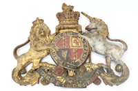 Lot 3521 - Painted cast iron Lion and Unicorn Royal Coat...