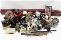 Lot 3524 - Quantity of vintage fishing tackle, rods and...