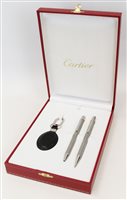 Lot 3533 - Cartier ballpoint pen, pencil and keyring set,...