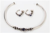 Lot 3333 - Contemporary silver torque necklace and...