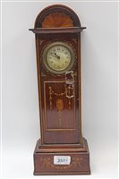 Lot 3502 - Miniature mahogany inlaid grandfather clock