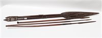 Lot 3505 - Three 19th century African spears and two old...