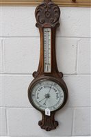 Lot 3596 - Aneroid banjo barometer with 8 inch dial...