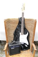 Lot 3593 - Maxim electric guitar with black body, bag and...