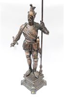 Lot 3540 - Coppered spelter model of a standing medieval...