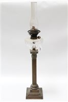 Lot 3541 - Victorian oil lamp with clear cut glass...