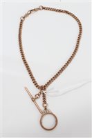 Lot 3306 - Rose gold (9ct) Albert chain with yellow metal...