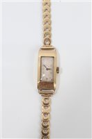 Lot 3307 - Ladies' gold (9ct) wristwatch on gold (9ct)...