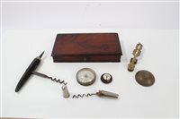 Lot 3667 - Miniature barometer, compass, two corkscrews...