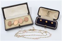 Lot 3302 - Pair rose gold (9ct) cufflinks in case, set of...