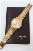 Lot 3303 - Gentlemen's Longines gold plated quartz...