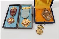 Lot 3606 - Gold (9ct) Masonic Medals, another yellow...