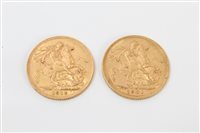 Lot 3297 - Two gold Sovereigns - 1901 and 1912