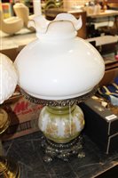 Lot 3626 - Three Victorian-style table lamps and a glass...