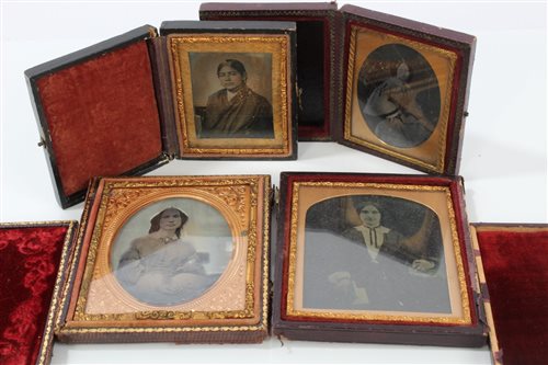 Lot 3658 - Four 19th century ambrotype portraits with...