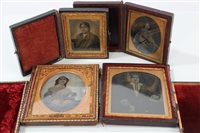 Lot 3658 - Four 19th century ambrotype portraits with...