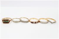 Lot 3252 - Three gold (9ct) rings and three other gem set...