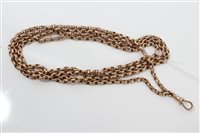 Lot 3268 - Rose gold (9ct) guard chain, 64cm long