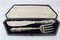 Lot 3641 - Pair Victorian silver fish servers with...