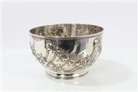 Lot 3643 - Edwardian silver bowl of circular fluted form,...