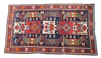 Lot 1505 - Old Kelim rug with geometric segmented field...