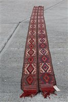 Lot 1508 - Unusual narrow Kelim-style runner with two...