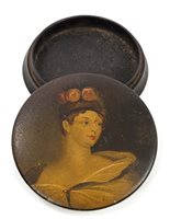 Lot 812 - Early 19th century papier mâché snuff box of...