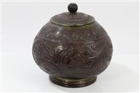 Lot 826 - 19th century Eastern carved coconut pot and...