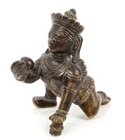 Lot 827 - Antique bronze figure of Bala Krishna -...