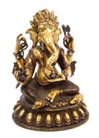 Lot 830 - Antique Tibetan gilt bronze figure of Ganesh -...