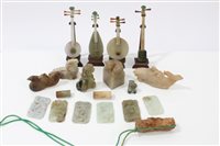 Lot 832 - Collection of Chinese carved jade and green...