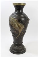 Lot 834 - Japanese Meiji period patinated bronze vase of...