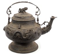 Lot 839 - Highly unusual Antique Chinese bronzed kettle...