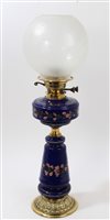 Lot 845 - Late 19th / early 20th century oil lamp with...