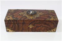 Lot 864 - Victorian faux walnut, brass and pietra dura...