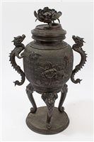 Lot 871 - Late 19th century Japanese bronze urn and...