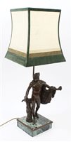 Lot 891 - Decorative bronze and marble table lamp with...