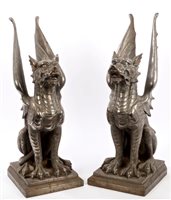 Lot 897 - Pair of substantial nickel plated cast iron...