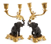 Lot 900 - Regency-style pair of patinated bronze and...