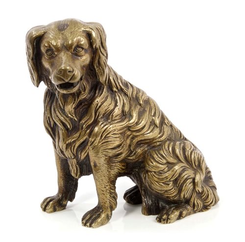 Lot 902 - Victorian bronze dog watch holder, the seated...