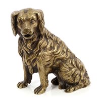 Lot 902 - Victorian bronze dog watch holder, the seated...