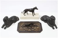 Lot 963 - 19th century bronze hound on marble plinth, 14....