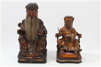 Lot 995 - Two late 19th century Chinese carved wooden...