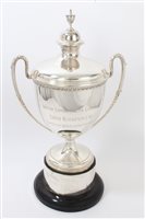 Lot 1000 - Large 1920s silver two-handled lidded trophy,...