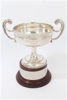 Lot 1001 - Edwardian silver two-handled trophy, engraved -...